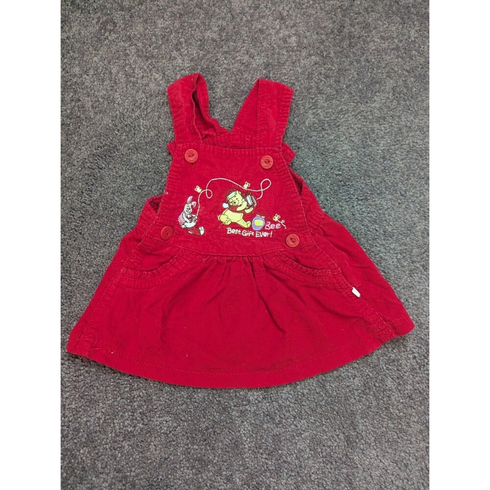 WDW Disney Baby Winnie the Pooh Christmas Best Gift Ever Newborn Dress Red Used